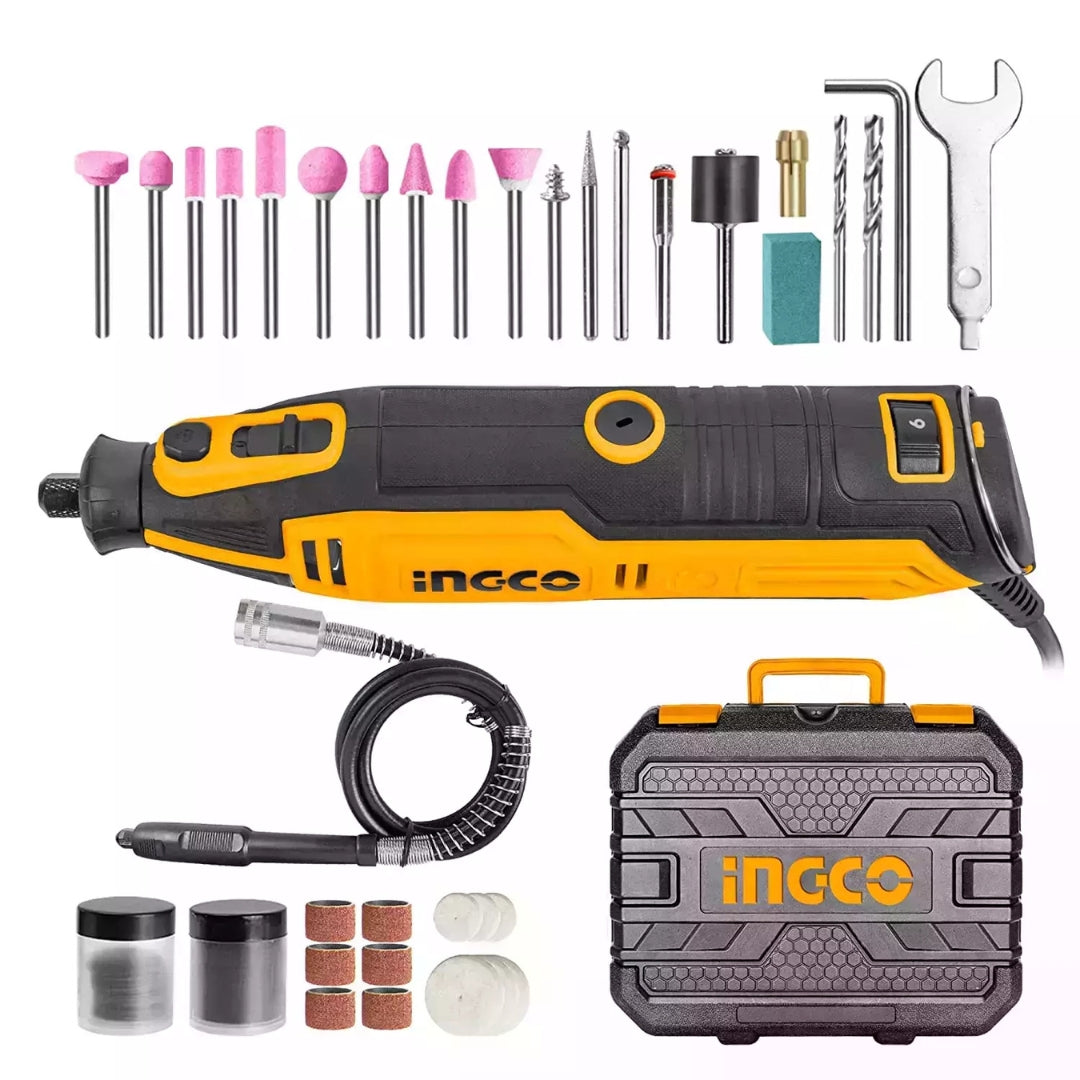 INGCO ARNA 130W Mini Die Grinder Rotary Tool Kit with 52 Accessories - MG13092