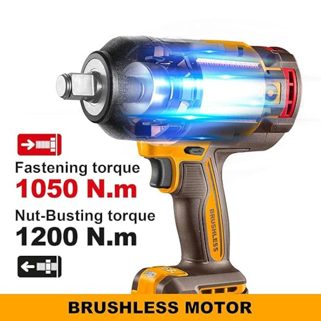 INGCO 20V Cordless Impact Wrench – 1050Nm Brushless Heavy Duty Impact Gun - CIWLI20105