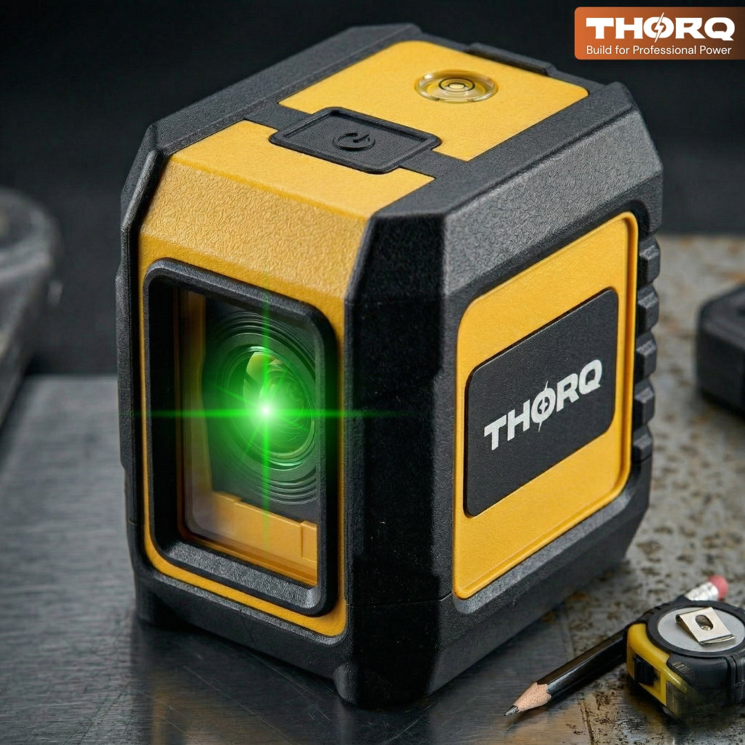 Green Laser Level 2 Cross Line (Horizontal + Vertical)- self Leveling 110° Laser Level (30m / 100ft)