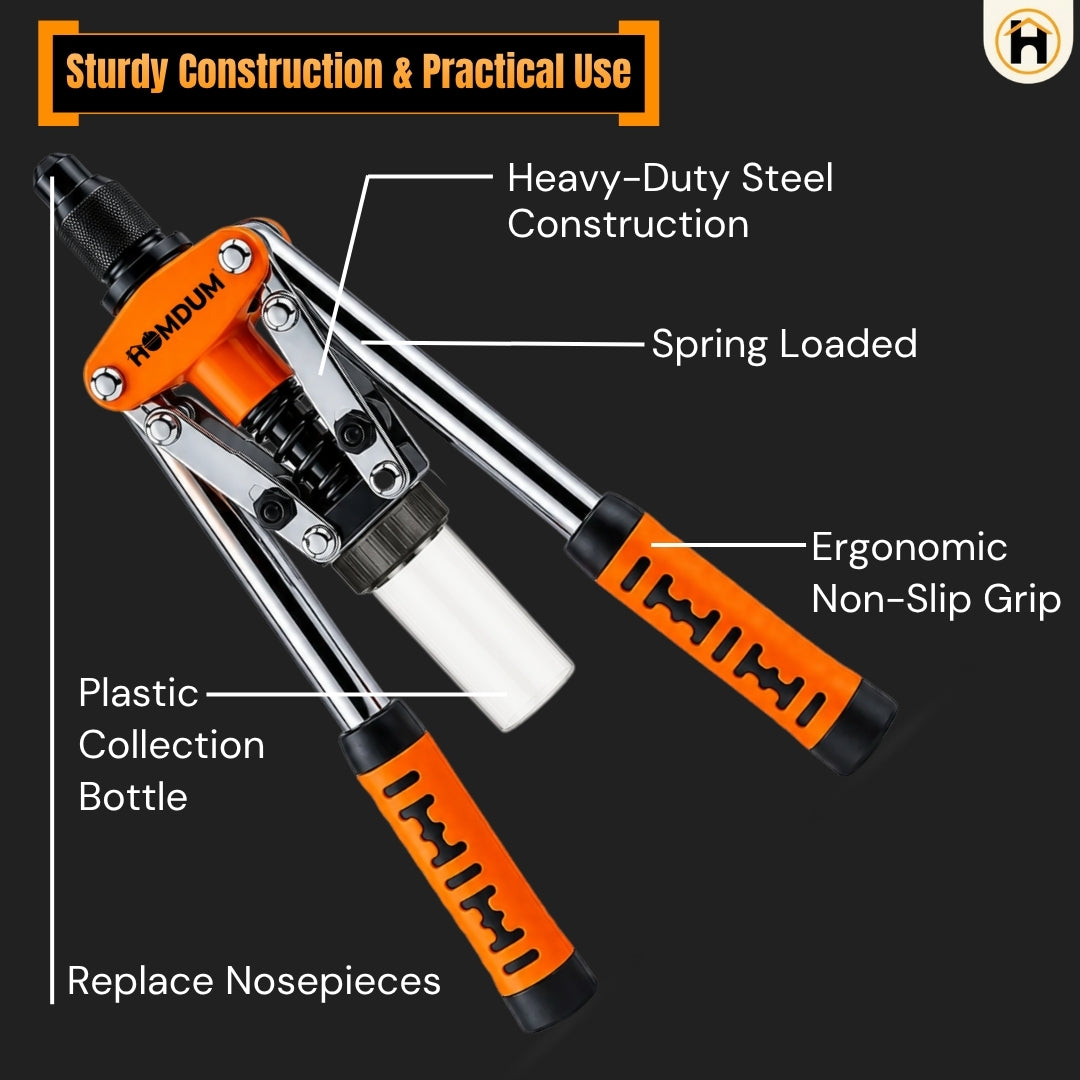HOMDUM 17 Inch Heavy Duty Double Handle Rivet Gun with Pop Rivets – Professional Blind Riveting Tool Kit