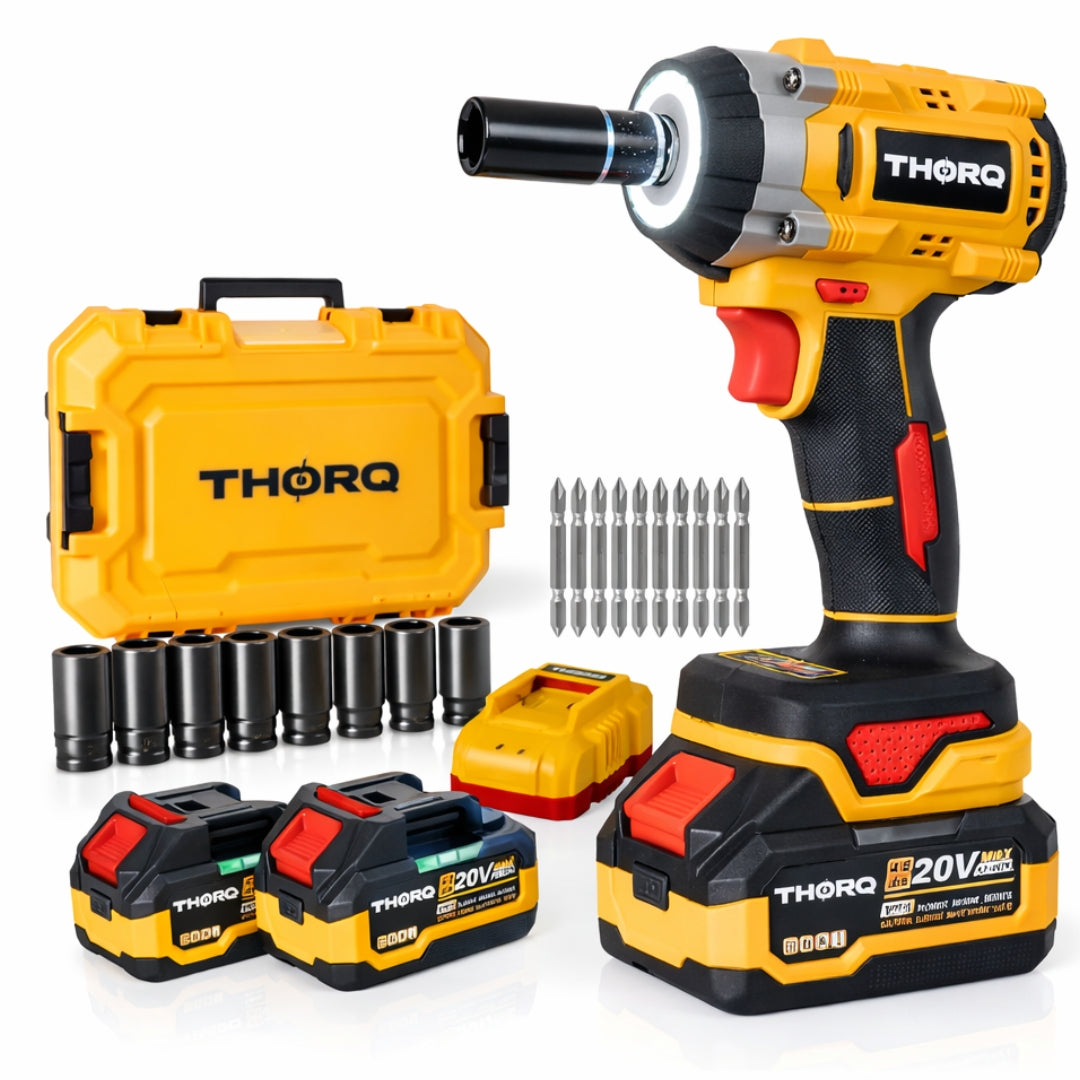 THORQ  20V Cordless Impact Wrench 650Nm with 2 Batteries & Socket Set - TCIW0650