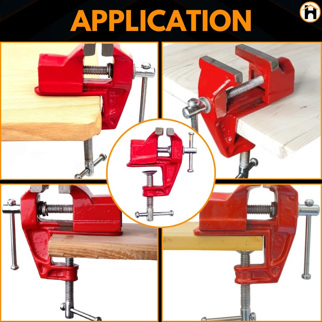 HOMDUM 3 Inch Cast Iron Steel Baby Vice Clamp – Heavy Duty Mini Table Vise for Woodworking & DIY Use