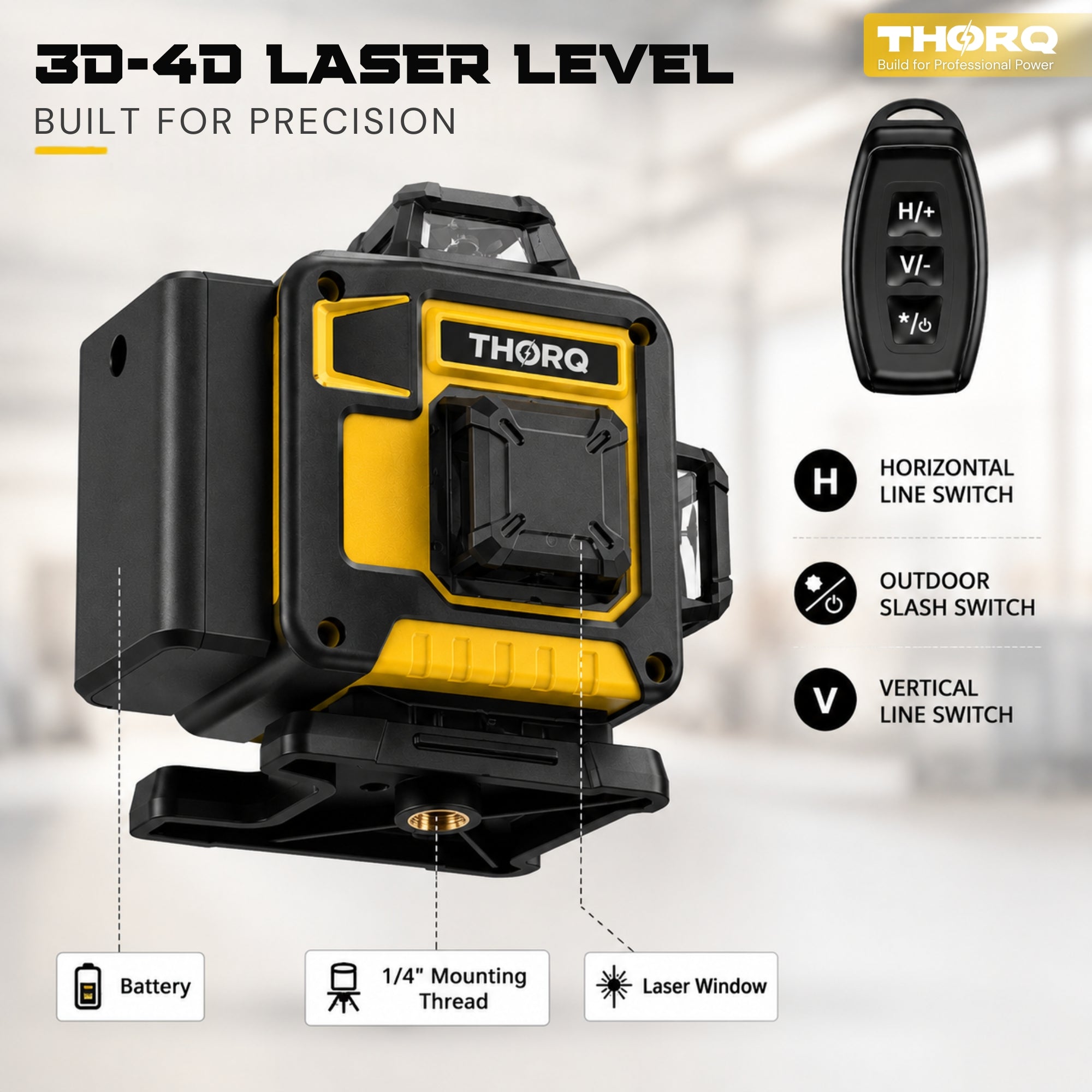 16 Line Laser Level 360 Self Leveling | 4x360° 4D Green Cross Line Laser
