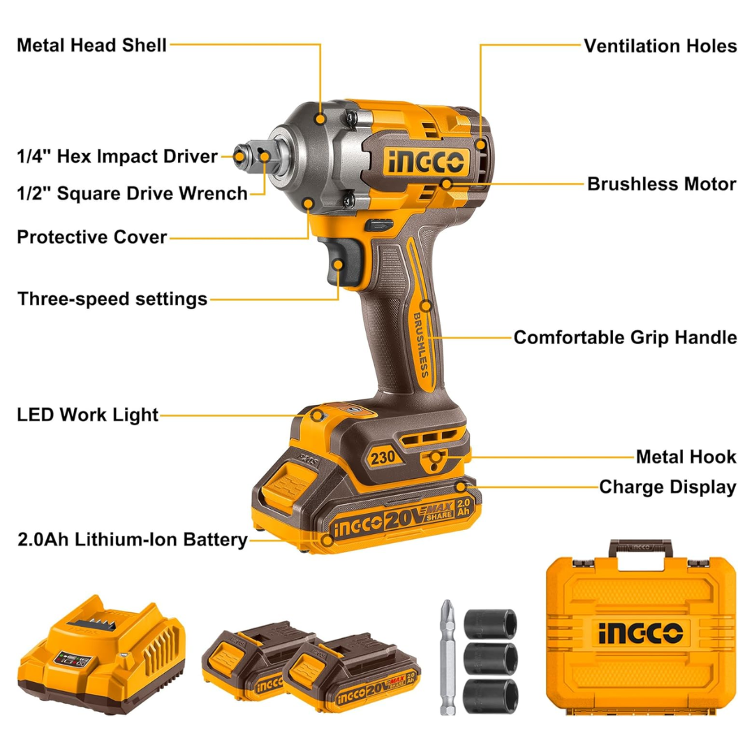 CIWLI20236 INGCO CORDLESS IMPACT DRIVER & WRENCH