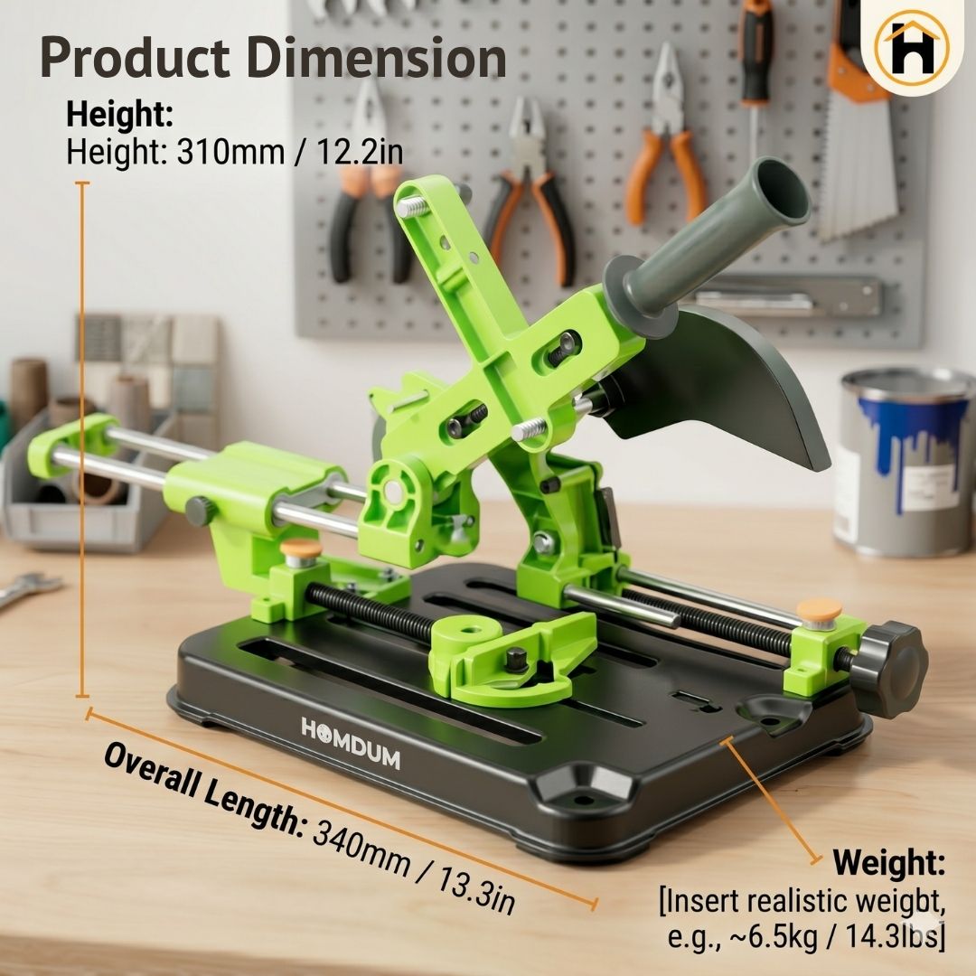 HOMDUM Angle Grinder Sliding Compound Saw Stand – Adjustable Cutting Stand for 100mm/125mm Angle Grinder | 150mm Clamping, 45° Angle Cutting Tool