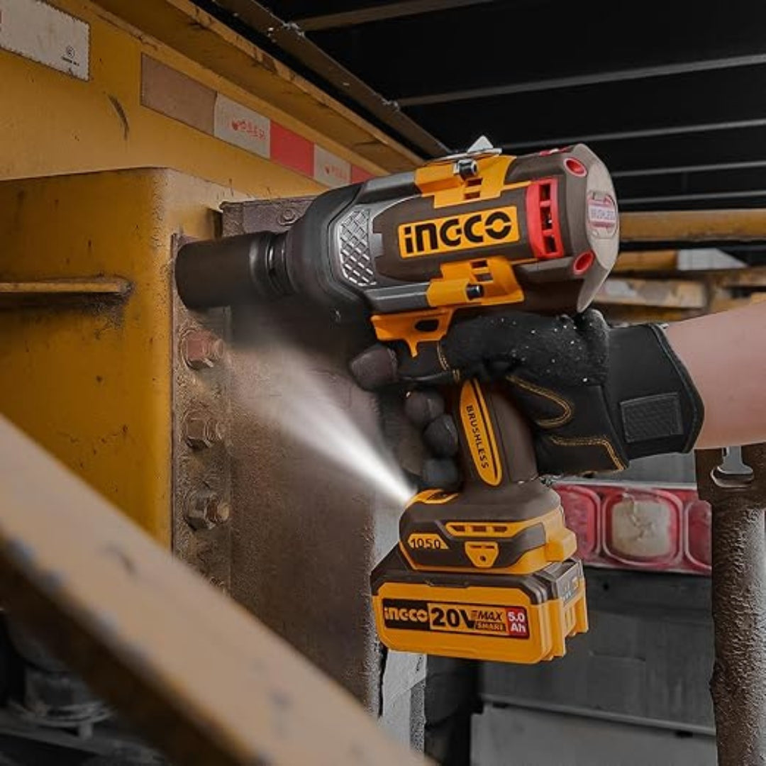 INGCO 20V Cordless Impact Wrench – 1050Nm Brushless Heavy Duty Impact Gun - CIWLI20105