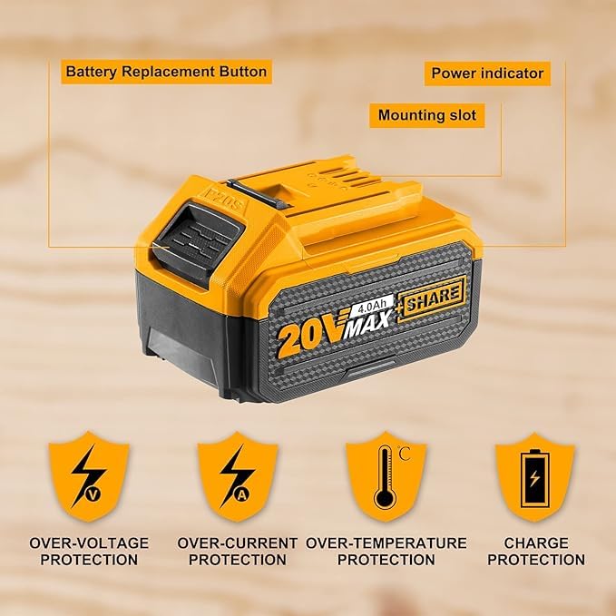 INGCO 20V 4.0Ah Battery & Charger Set