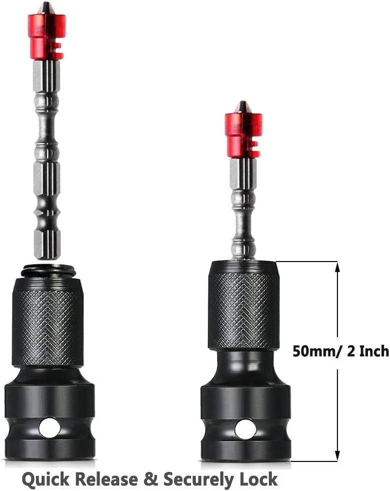 Homdum 1/2 Inch Square Drive To 1/4 Inch Hex Female Socket Adapter Quick Release Chuck Converter Drill