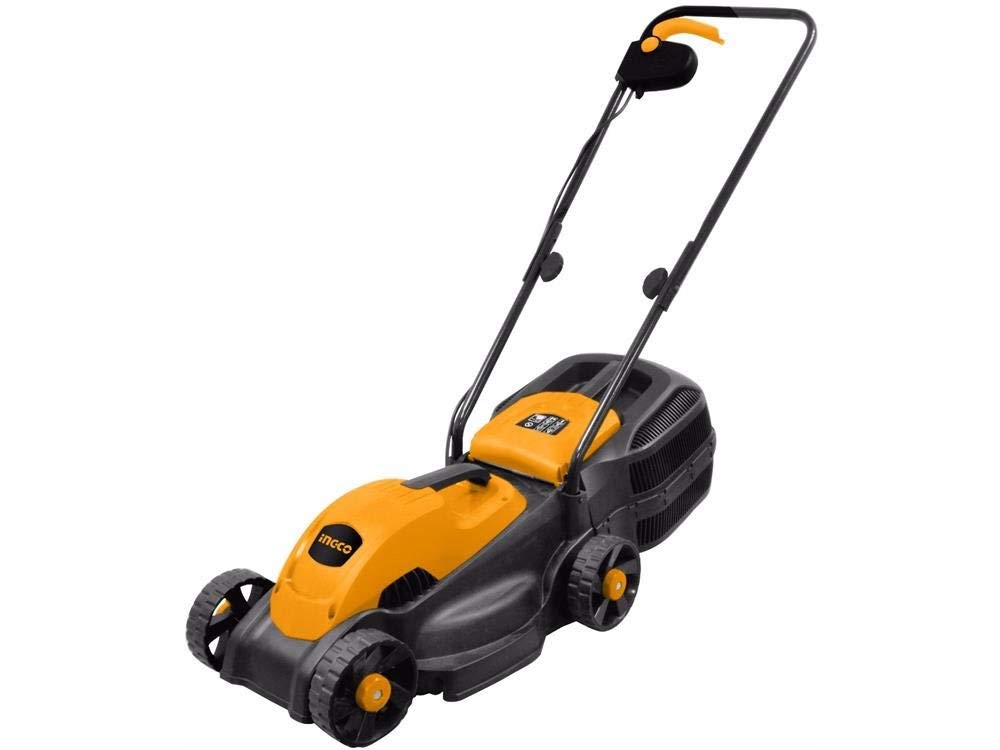 Ingco Electric Lawn Mower - Powerful 1600W motor LM385- 3 stage cutting Height - Safety Switch Feature - Grass catcher Box - 15 inch Steel Blade