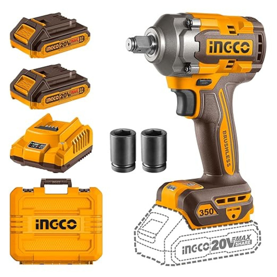 INGCO  20V Cordless Impact Wrench – 450Nm Electric Impact Gun - CIWLI203