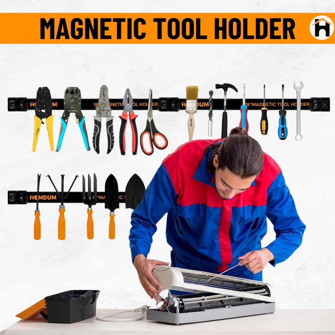 HOMDUM 18 Inch Magnetic Tool Holder Rack – Heavy Duty Metal Magnetic Tool Organizer Bar