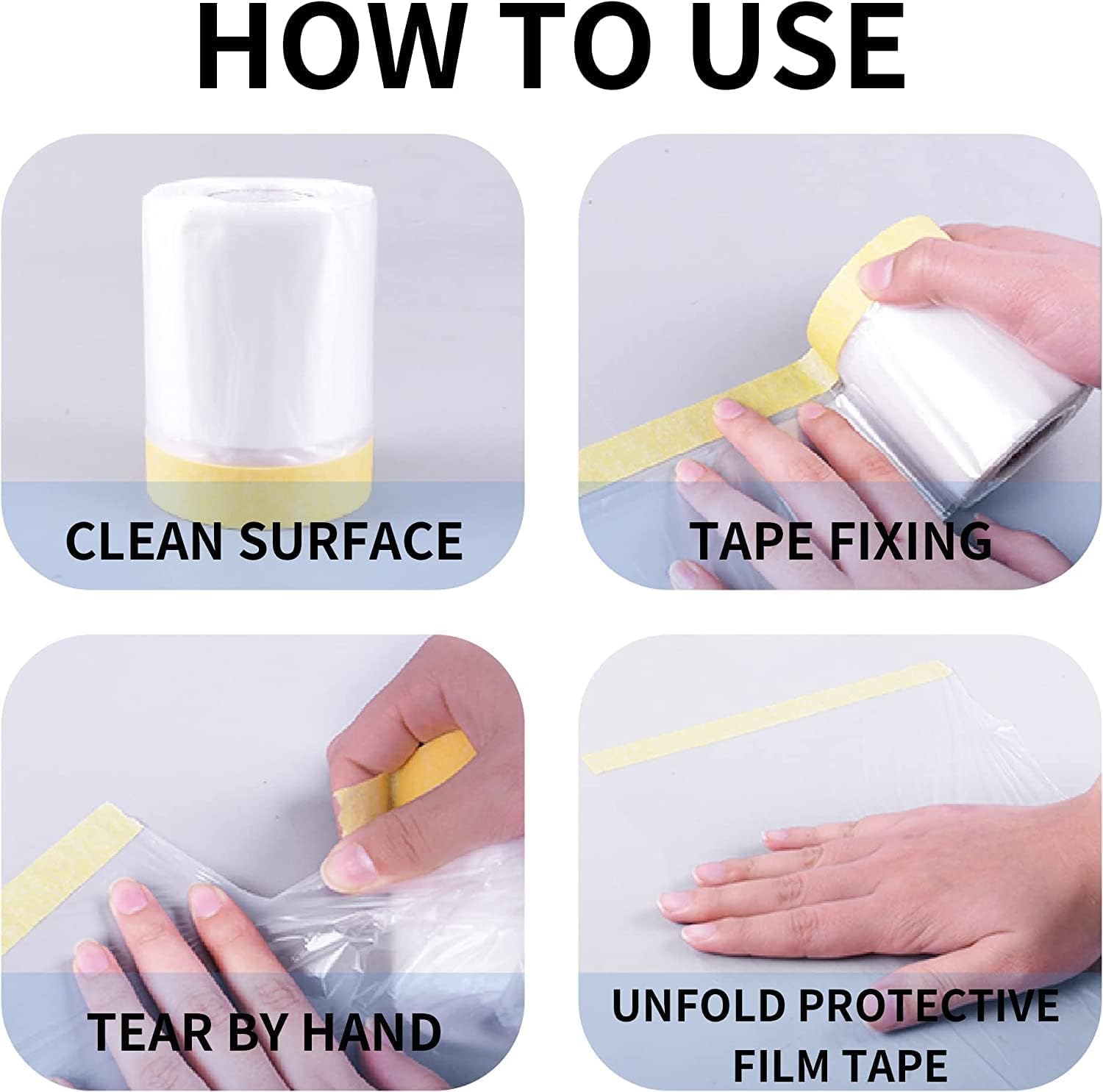 Homdum Pre-Tape Paint Protection Covering Sheet and Tape Length(2700mm x 20Mtr) Pack of 2pc