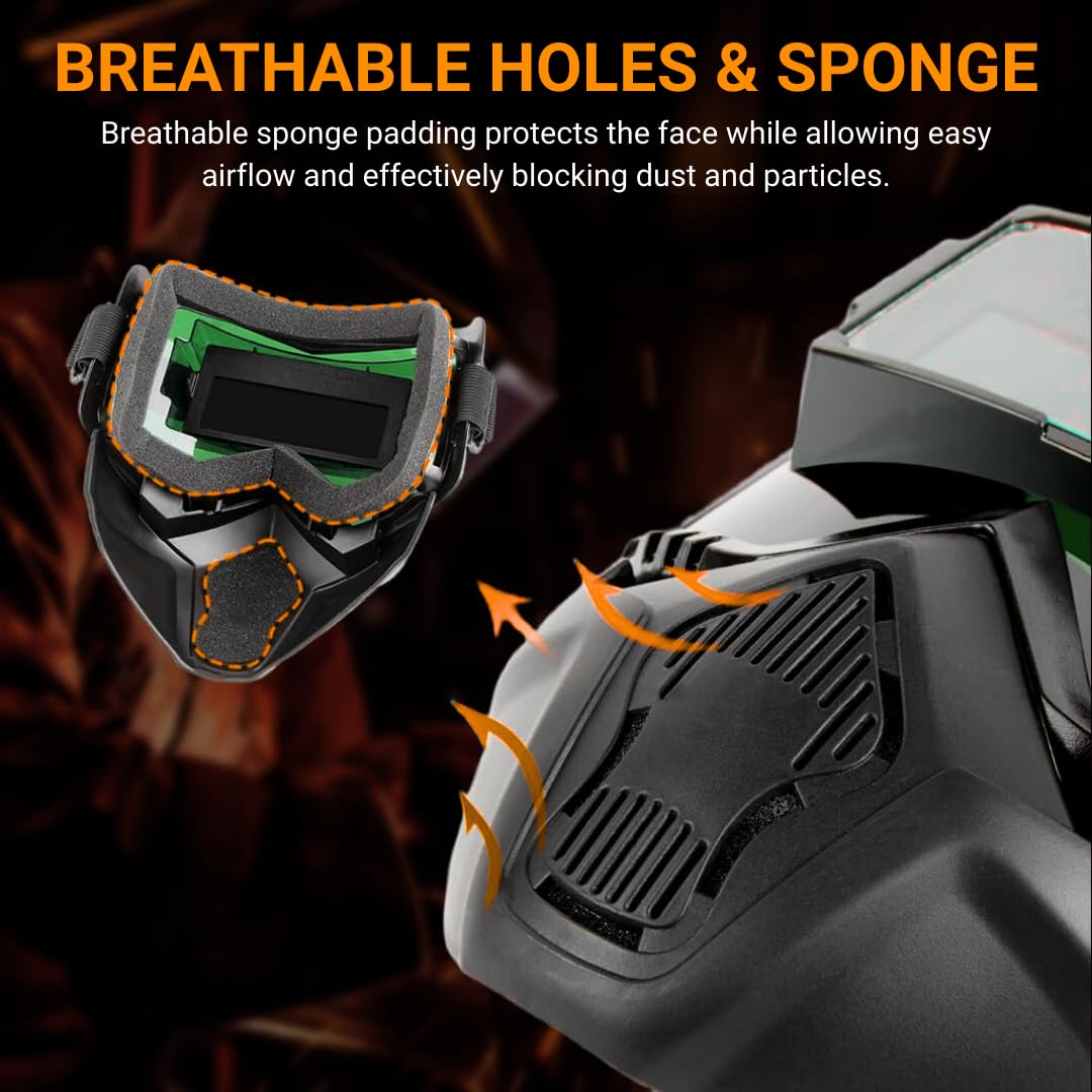 HOMDUM 2 in 1 Welding Helmet with Auto-Darkening Welding Goggles