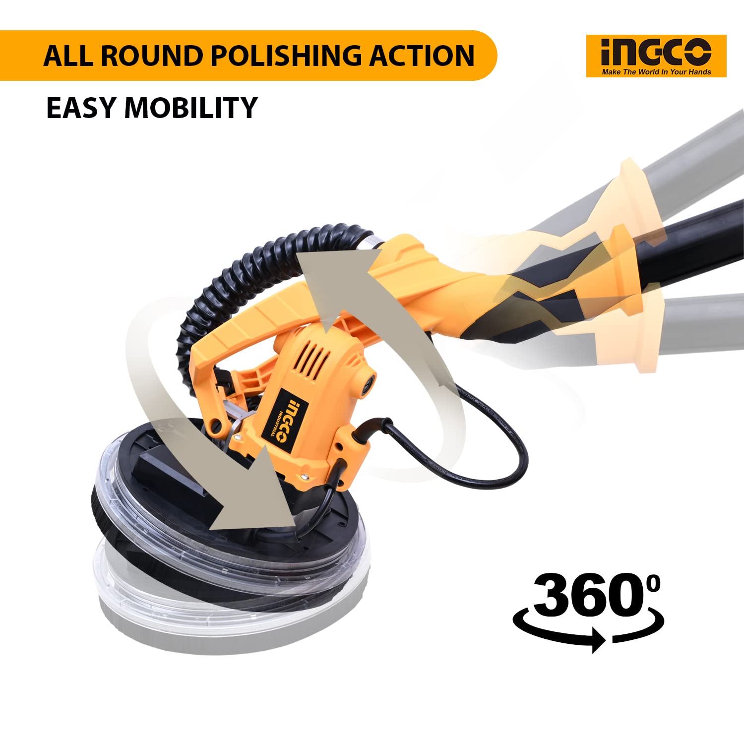 INGCO DWS10501 Drywall Sander Machine Extendable Handle 1050W