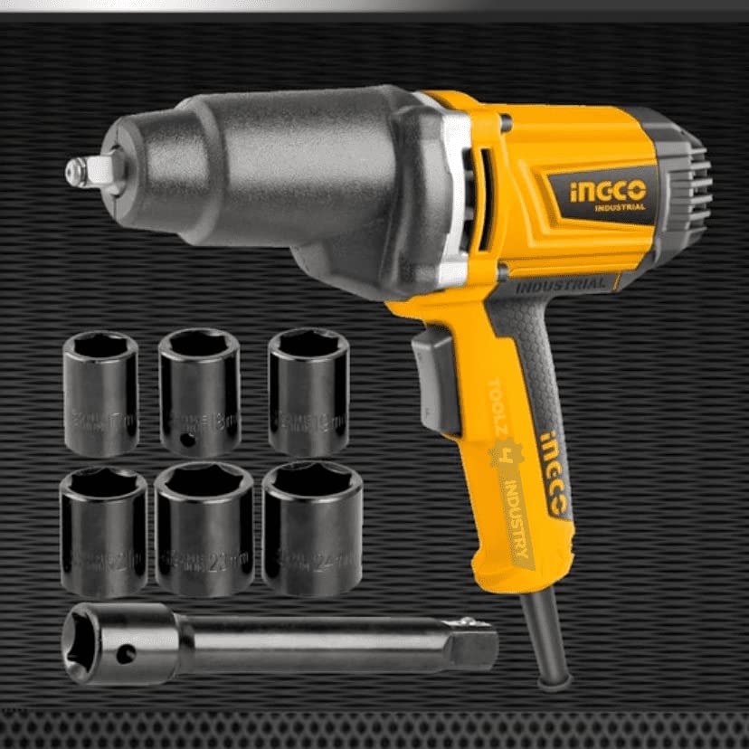 Homdum 1050w Electric Impact Wrench ½ inch drive INGCO 12.7mm with accessories 6 pcs impact sockets and 1 pc extension bar IW10508