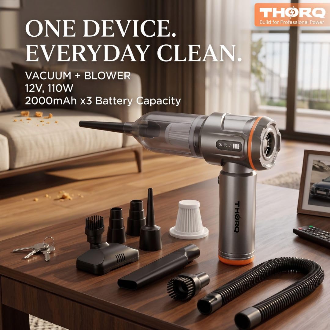 Cordless Vacuum Cleaner & Blower for Home & Car | 18,000Pa Suction | BLDC Motor | 6000mAh Rechargeable Battery | 3-Speed Portable Handheld Vacuum for Sofa, Curtains & Car Interior