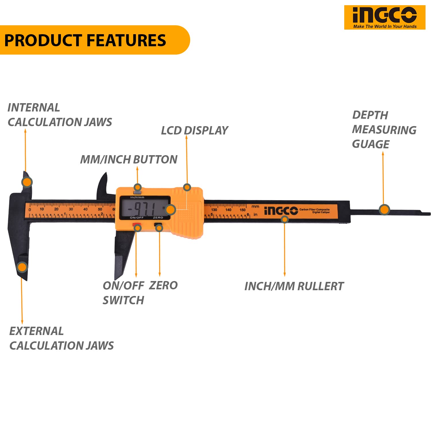 INGCO HDCP16150 Plastic digital caliper