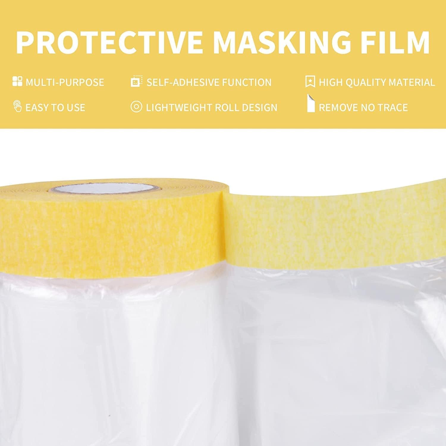 Homdum Pre-Tape Paint Protection Covering Sheet and Tape Length(2700mm x 20Mtr) Pack of 2pc