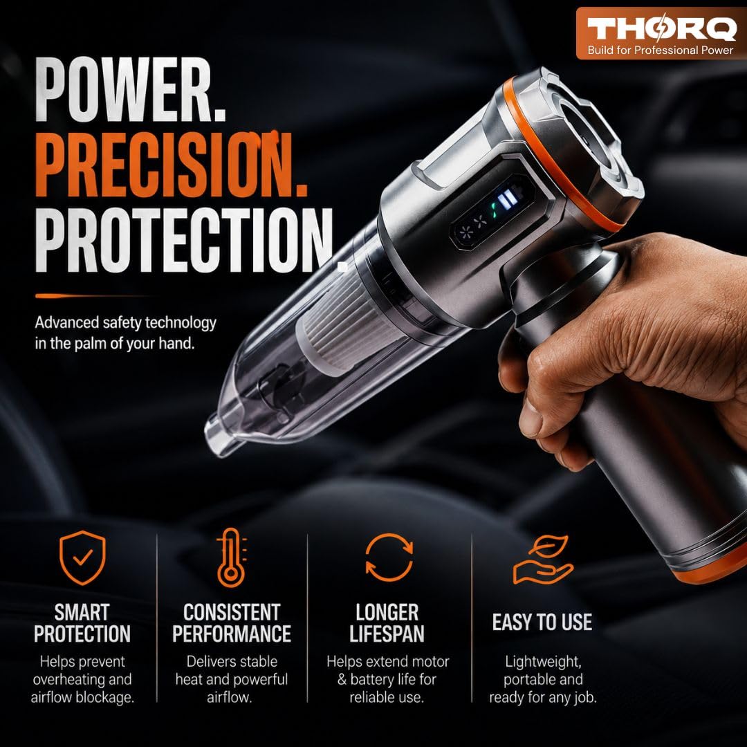 Cordless Vacuum Cleaner & Blower for Home & Car | 18,000Pa Suction | BLDC Motor | 6000mAh Rechargeable Battery | 3-Speed Portable Handheld Vacuum for Sofa, Curtains & Car Interior