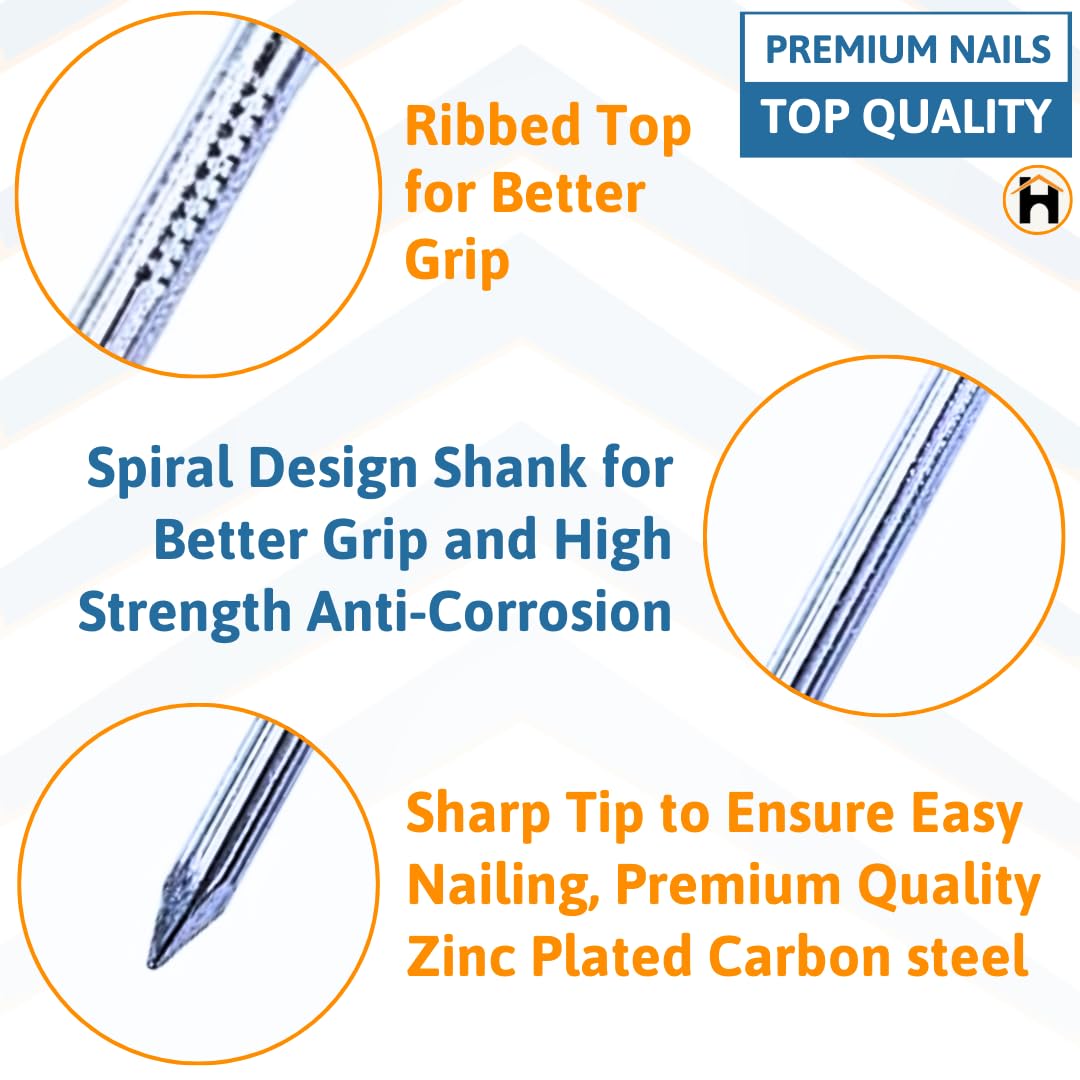 Homdum Hard Steel Concrete Nails 1 1/2" inch (38 mm) Pack of 100 Pieces (1 1/2")