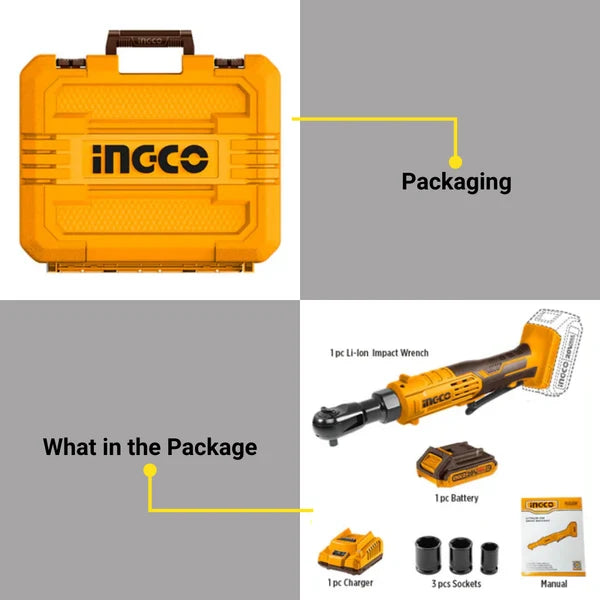 INGCO 20V Cordless Drive Ratchet - CDRLI20652