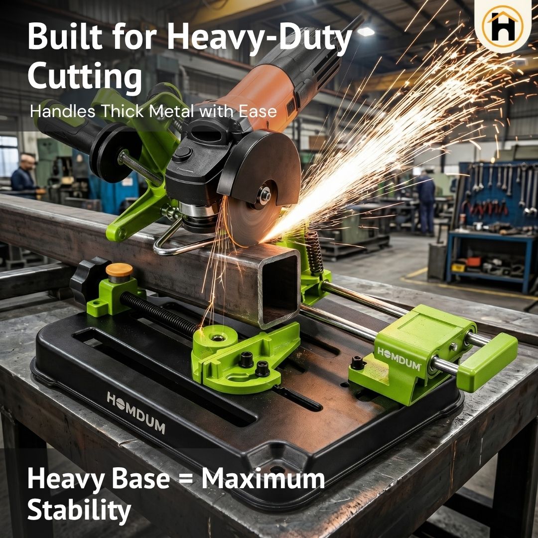 HOMDUM Angle Grinder Sliding Compound Saw Stand – Adjustable Cutting Stand for 100mm/125mm Angle Grinder | 150mm Clamping, 45° Angle Cutting Tool
