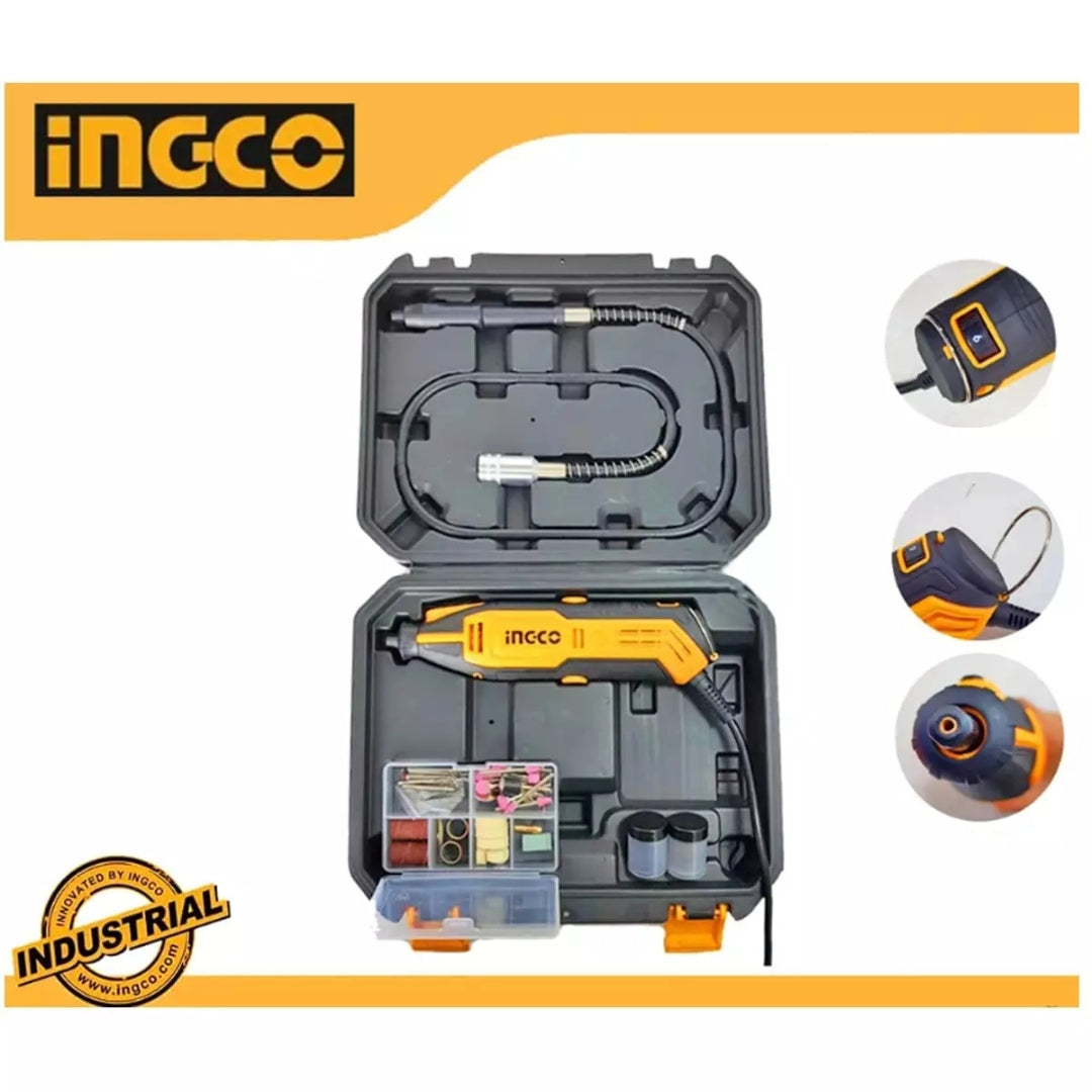 INGCO ARNA 130W Mini Die Grinder Rotary Tool Kit with 52 Accessories - MG13092