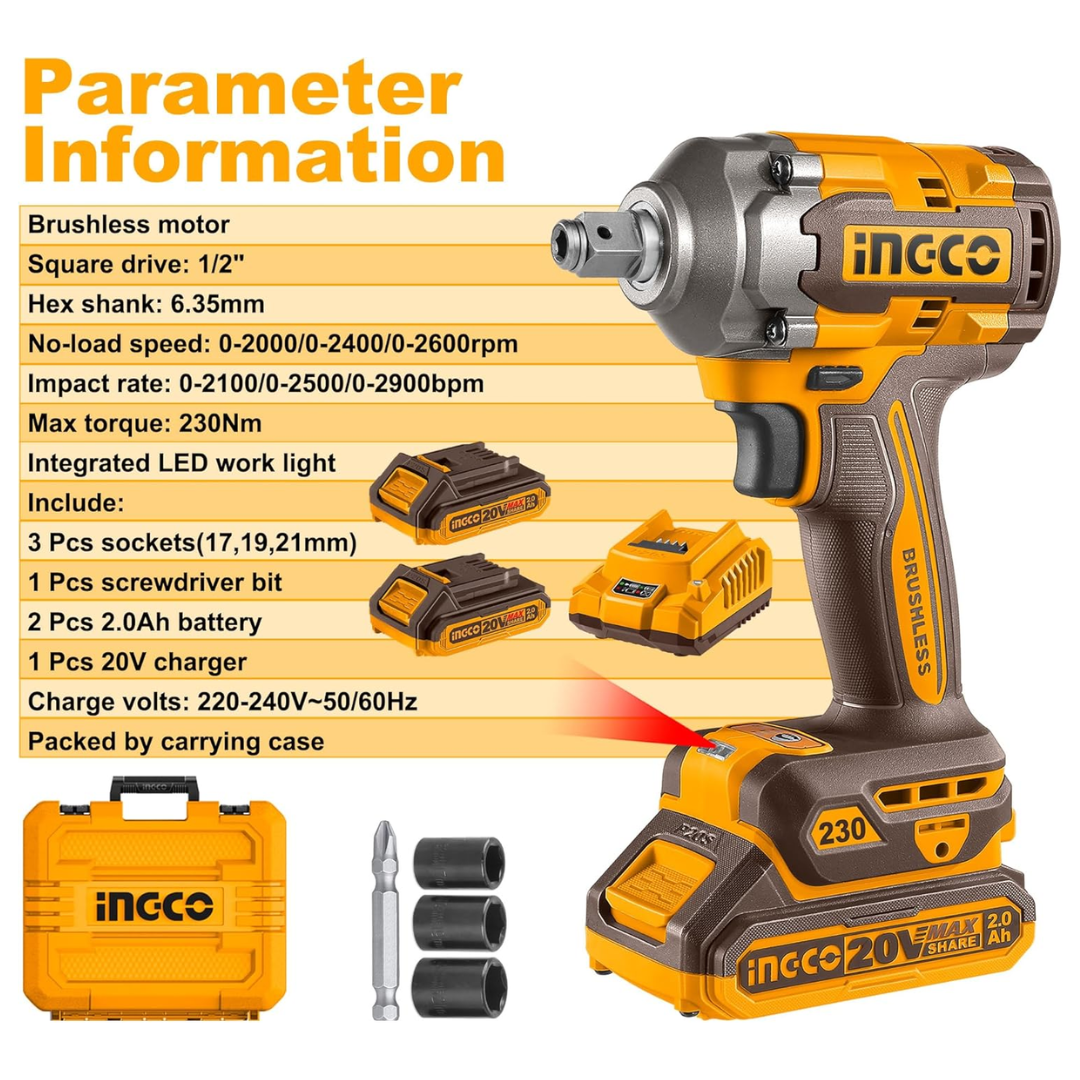 CIWLI20236 INGCO CORDLESS IMPACT DRIVER & WRENCH