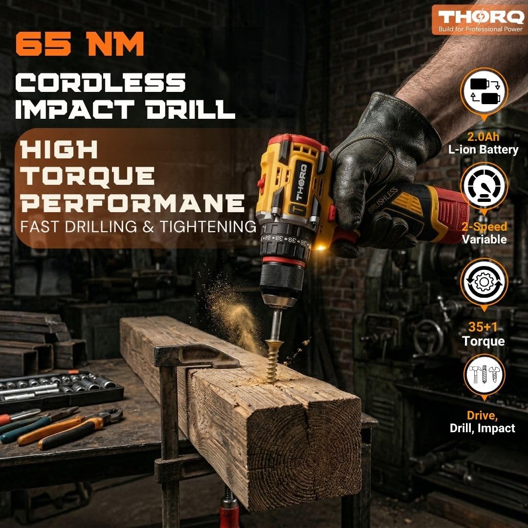 THORQ  18V Cordless Impact Drill with Brushless Motor - TCID065