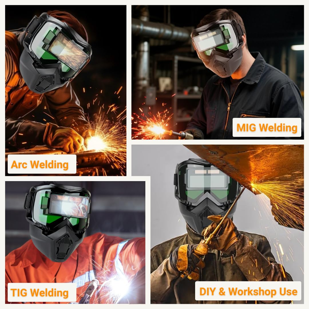 HOMDUM 2 in 1 Welding Helmet with Auto-Darkening Welding Goggles