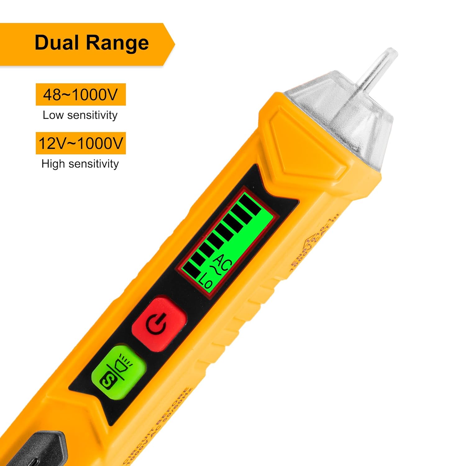 INGCO AC Voltage Detector, Non-Contact Voltage Tester, 12-1000V AC Voltage Detector Pen, Sound and light Alarm,Circuit Tester Tool with LED, Auto power off  VD10003