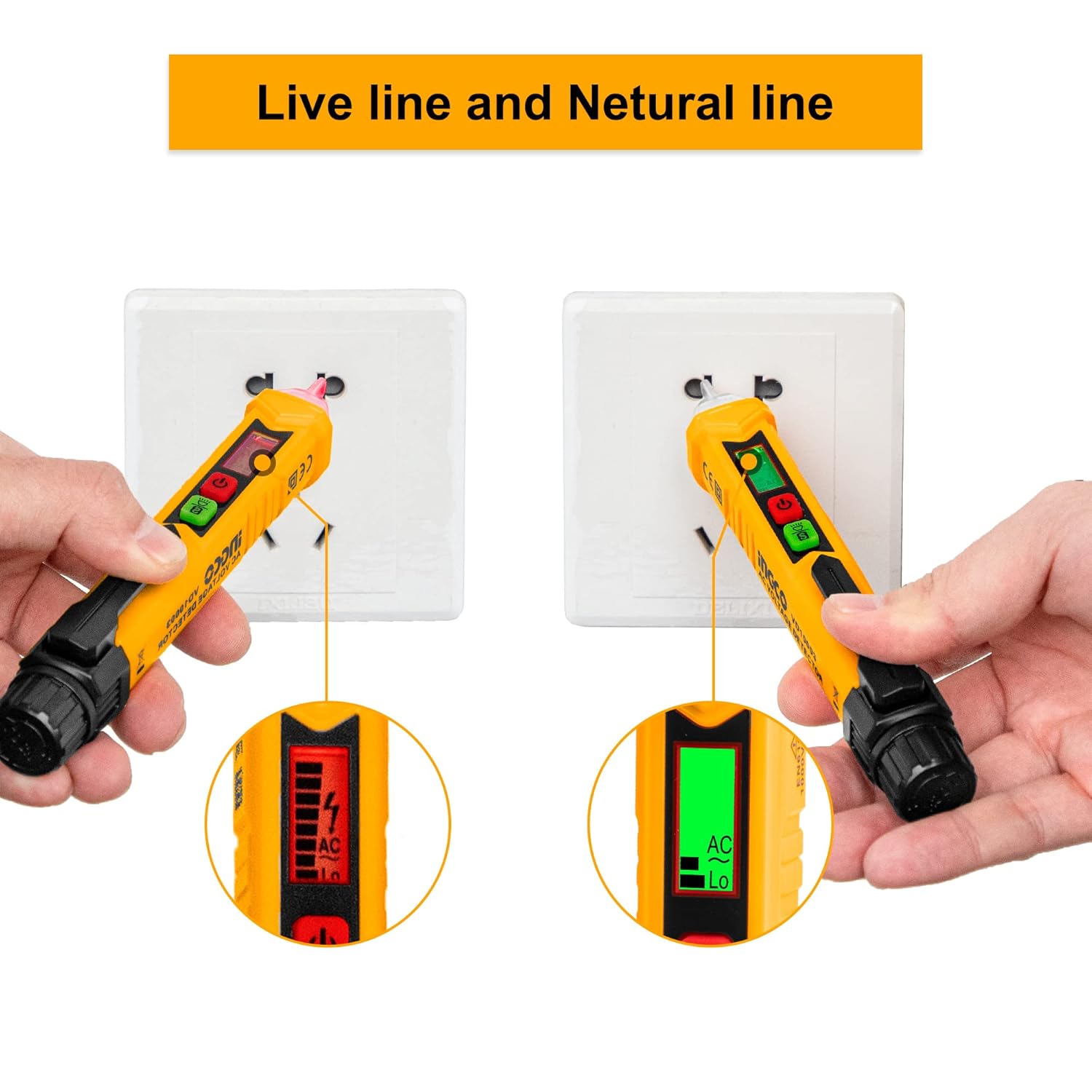 INGCO AC Voltage Detector, Non-Contact Voltage Tester, 12-1000V AC Voltage Detector Pen, Sound and light Alarm,Circuit Tester Tool with LED, Auto power off  VD10003