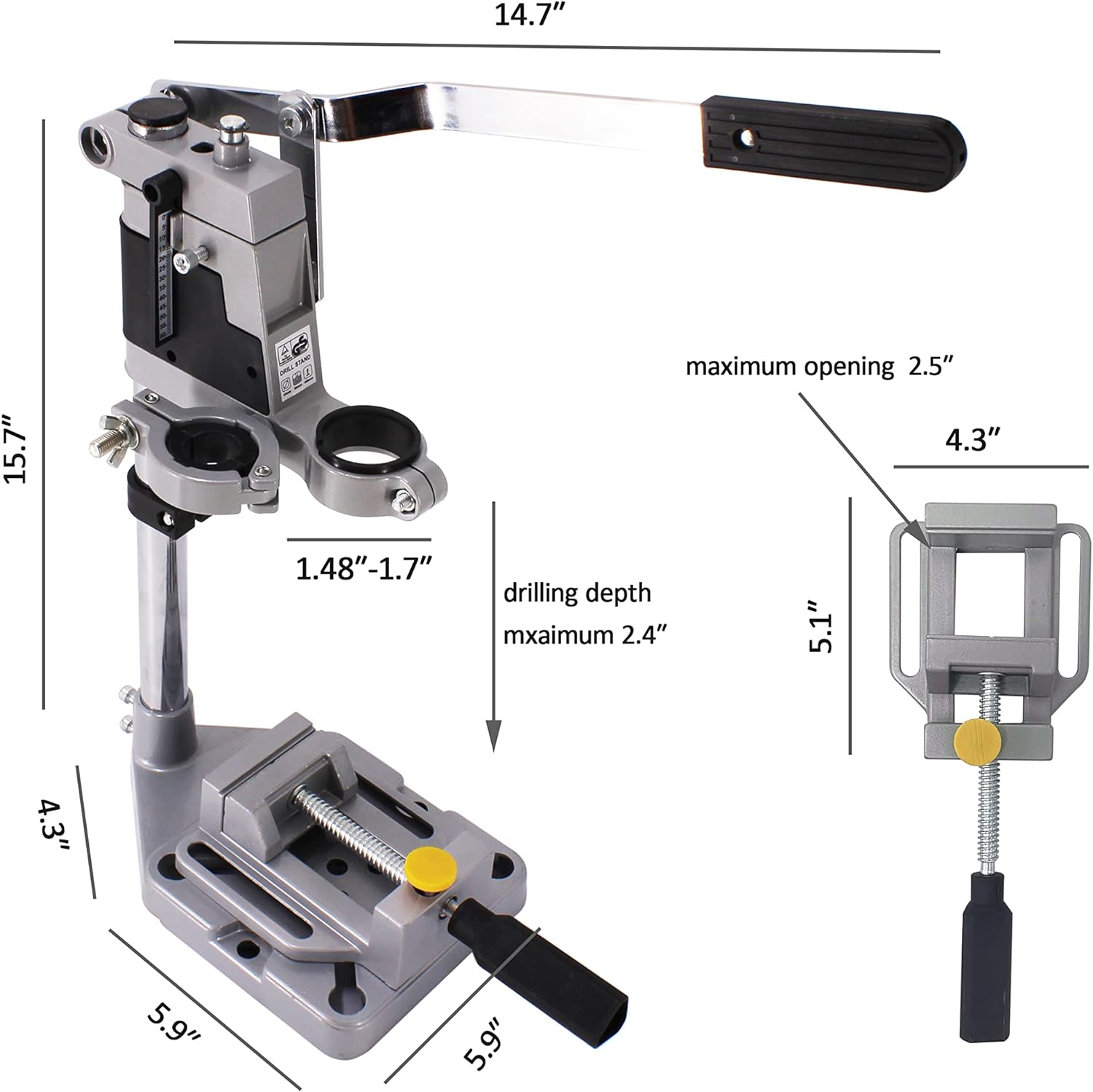 Homdum Drill Stand 400 mm with Adjustable Drill Press Vice Clamp