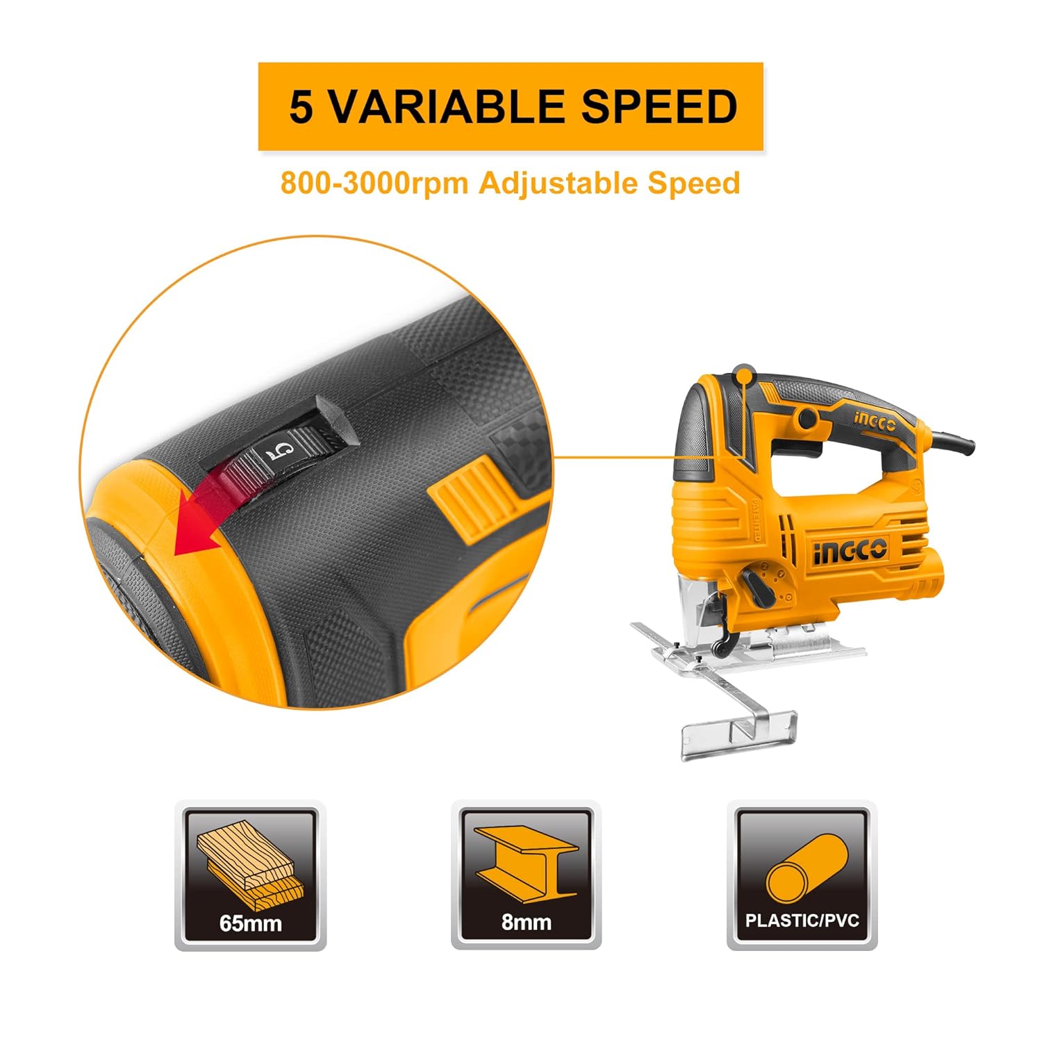 Homdum Jigsaw machine for wood cutting INGCO - JS6508 Powerful 650W