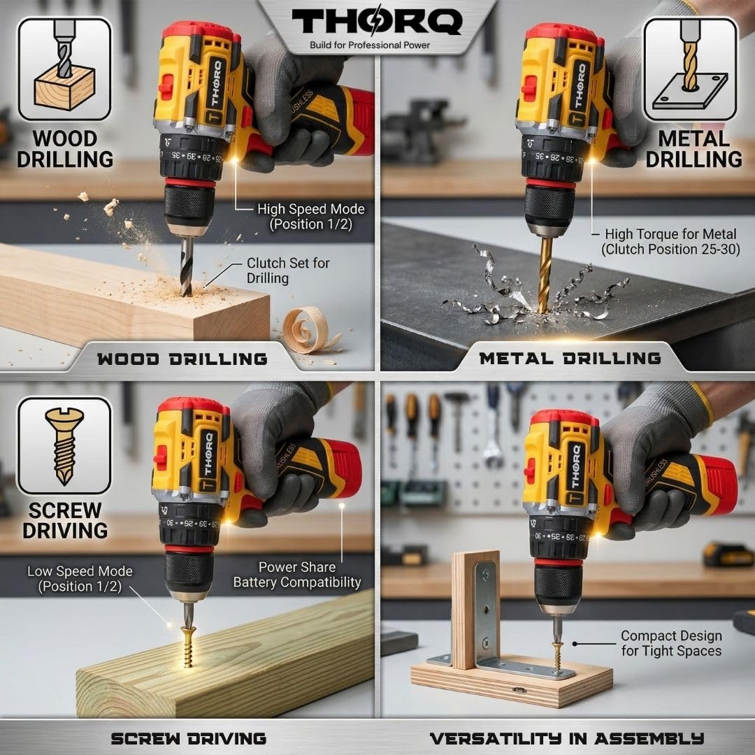 THORQ  18V Cordless Impact Drill with Brushless Motor - TCID065