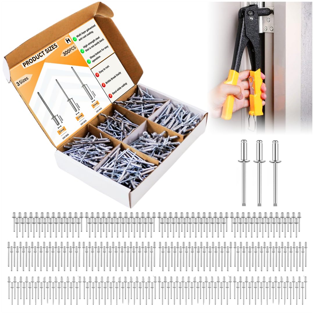 Homdum Aluminium Blind Rivet - Metal POP Rivets for Riveting Gun/Riveter machine Pack of 100 Pieces. (4.0 x 12)
