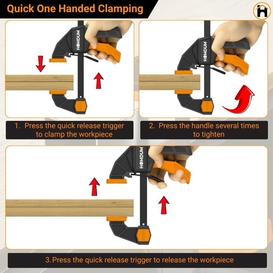 Homdum Quick Grip clamp Bar clamp for woodworking (6inch)