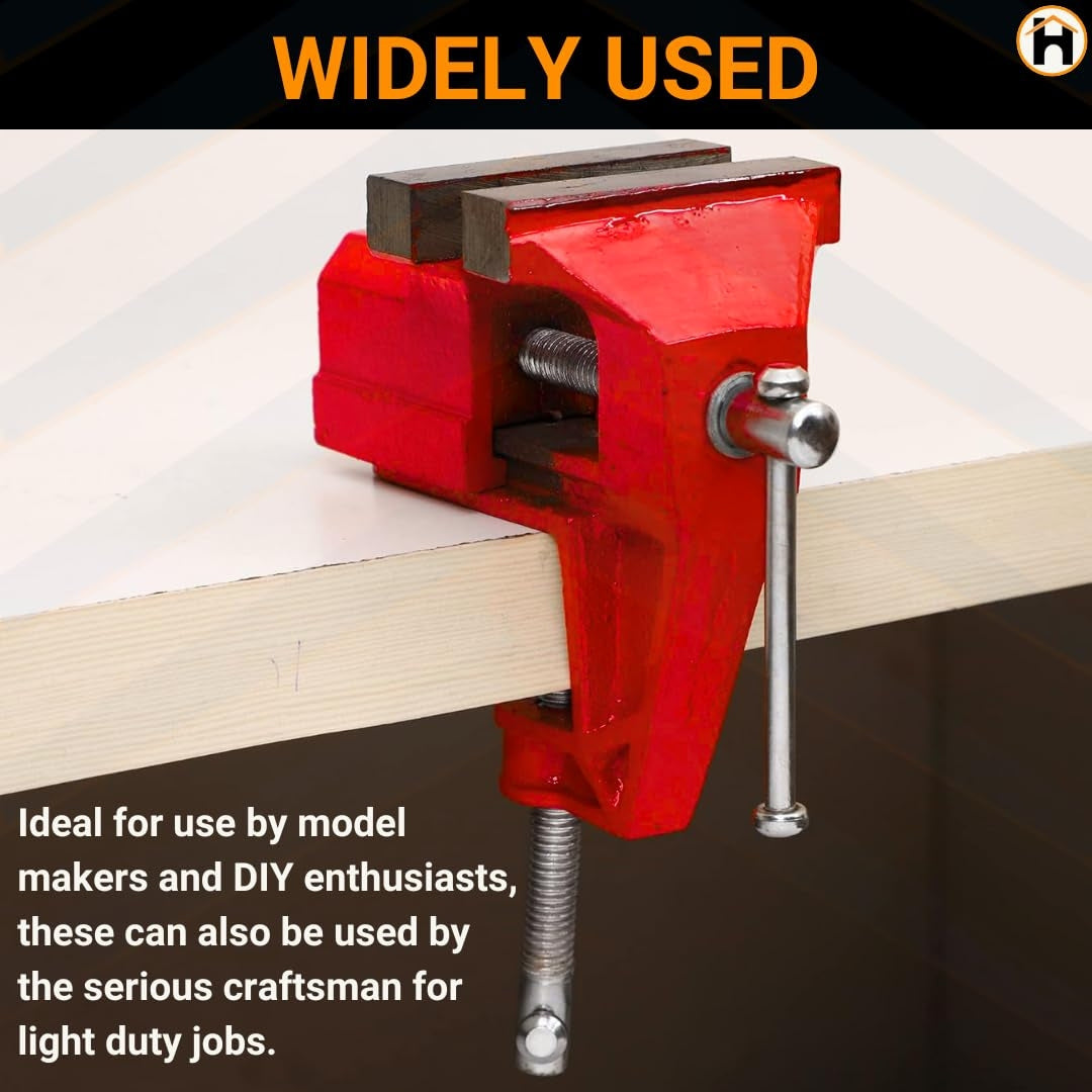 HOMDUM 3 Inch Cast Iron Steel Baby Vice Clamp – Heavy Duty Mini Table Vise for Woodworking & DIY Use