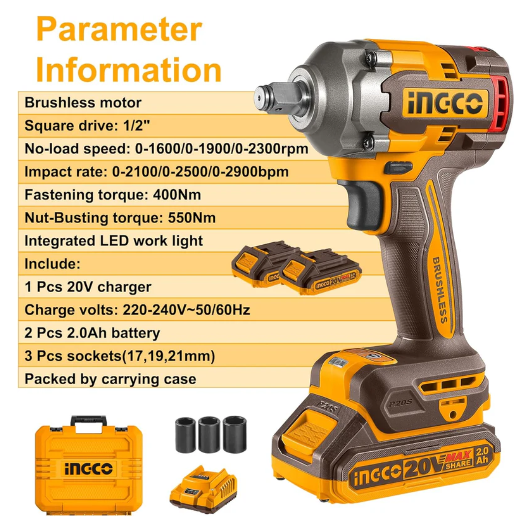CIWLI2040 INGCO CORDLESS IMPACT WRENCH