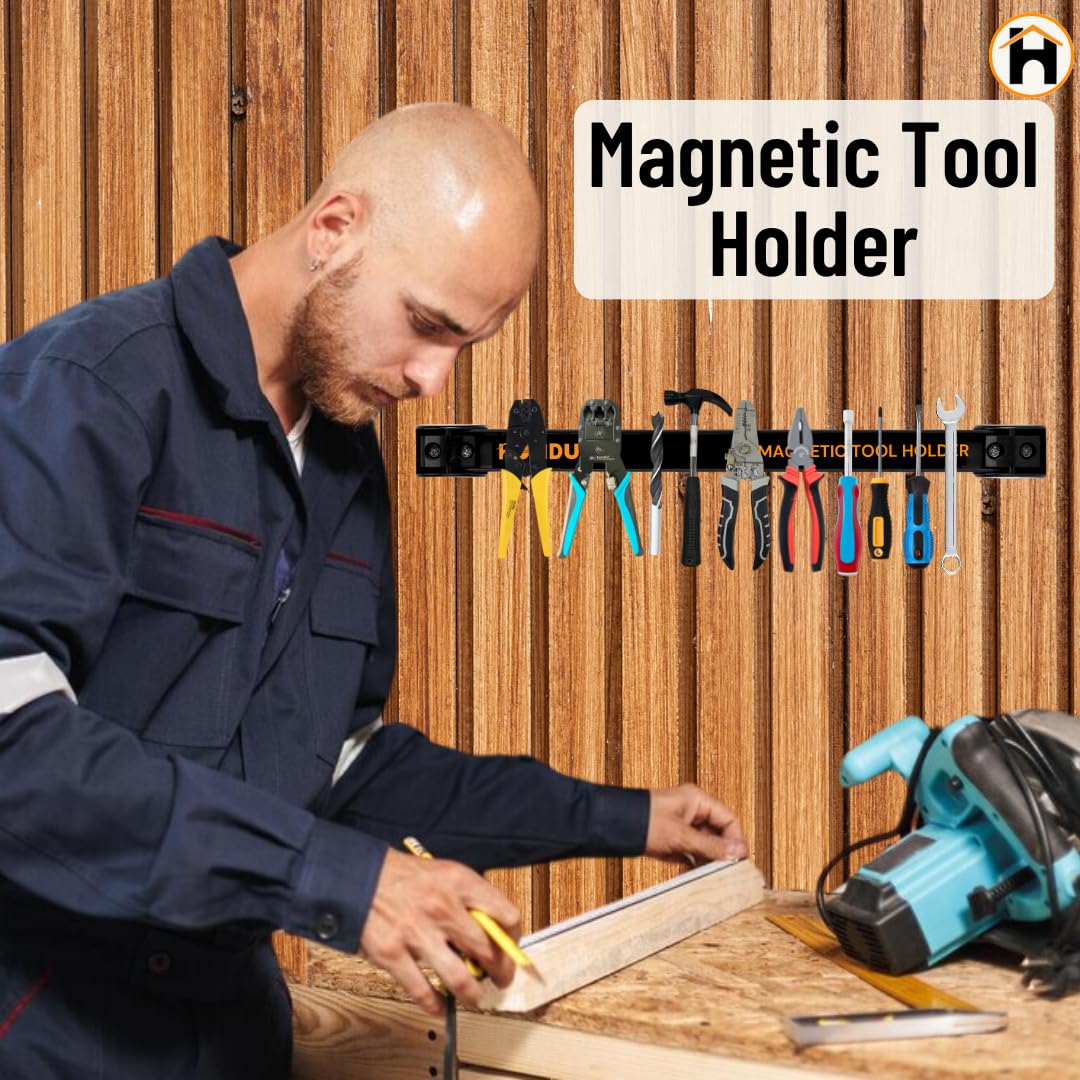HOMDUM 18 Inch Magnetic Tool Holder Rack – Heavy Duty Metal Magnetic Tool Organizer Bar