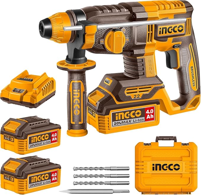 INGCO 20V Brushless Cordless Rotary Hammer Drill Kit - CRHLI202682