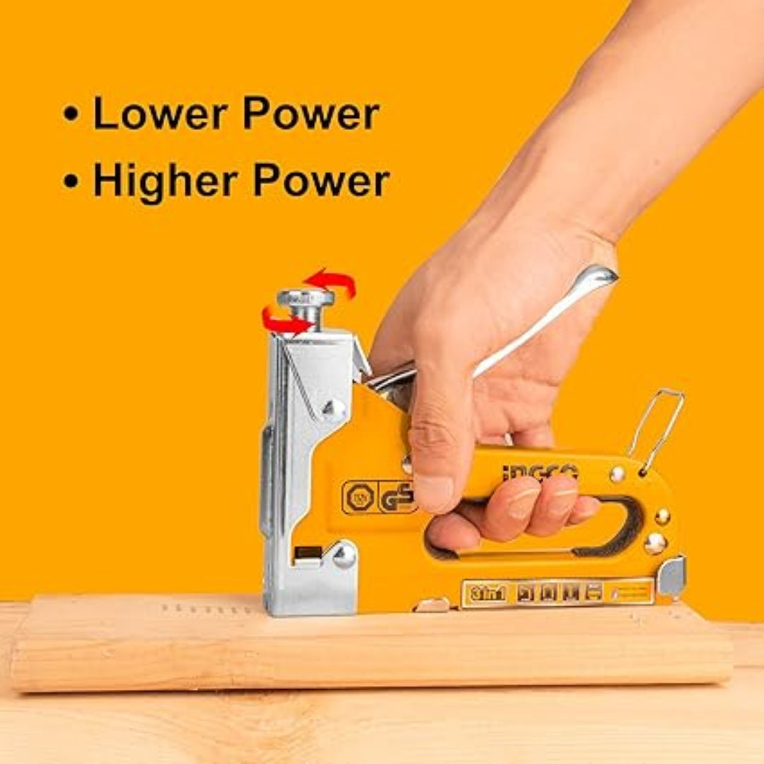 INGCO  3 in 1 Staple Gun – Heavy Duty Manual Stapler for Upholstery, Wood & DIY Use - HSG1405