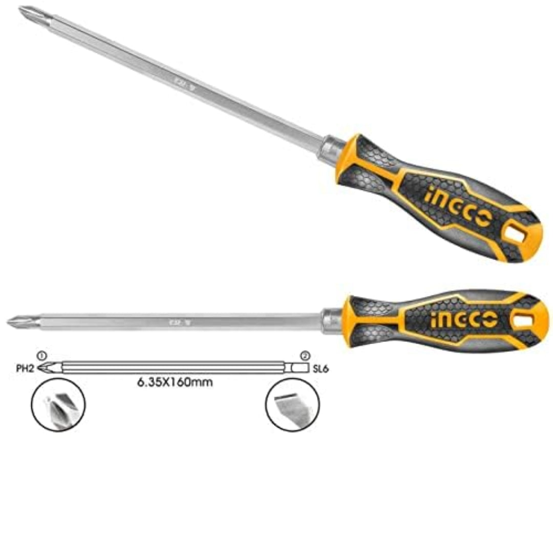 INGCO 2 IN 1 Screwdriver Set – CR-V PH2 + SL6 Interchangeable Screwdriver - AKISD0201 I