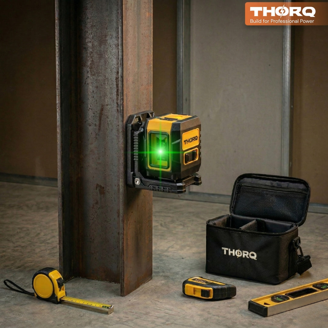 Green Laser Level 2 Cross Line (Horizontal + Vertical)- self Leveling 110° Laser Level (30m / 100ft)