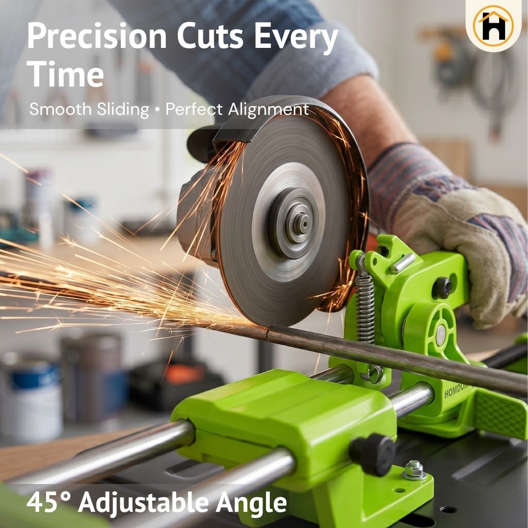 HOMDUM Angle Grinder Sliding Compound Saw Stand – Adjustable Cutting Stand for 100mm/125mm Angle Grinder | 150mm Clamping, 45° Angle Cutting Tool