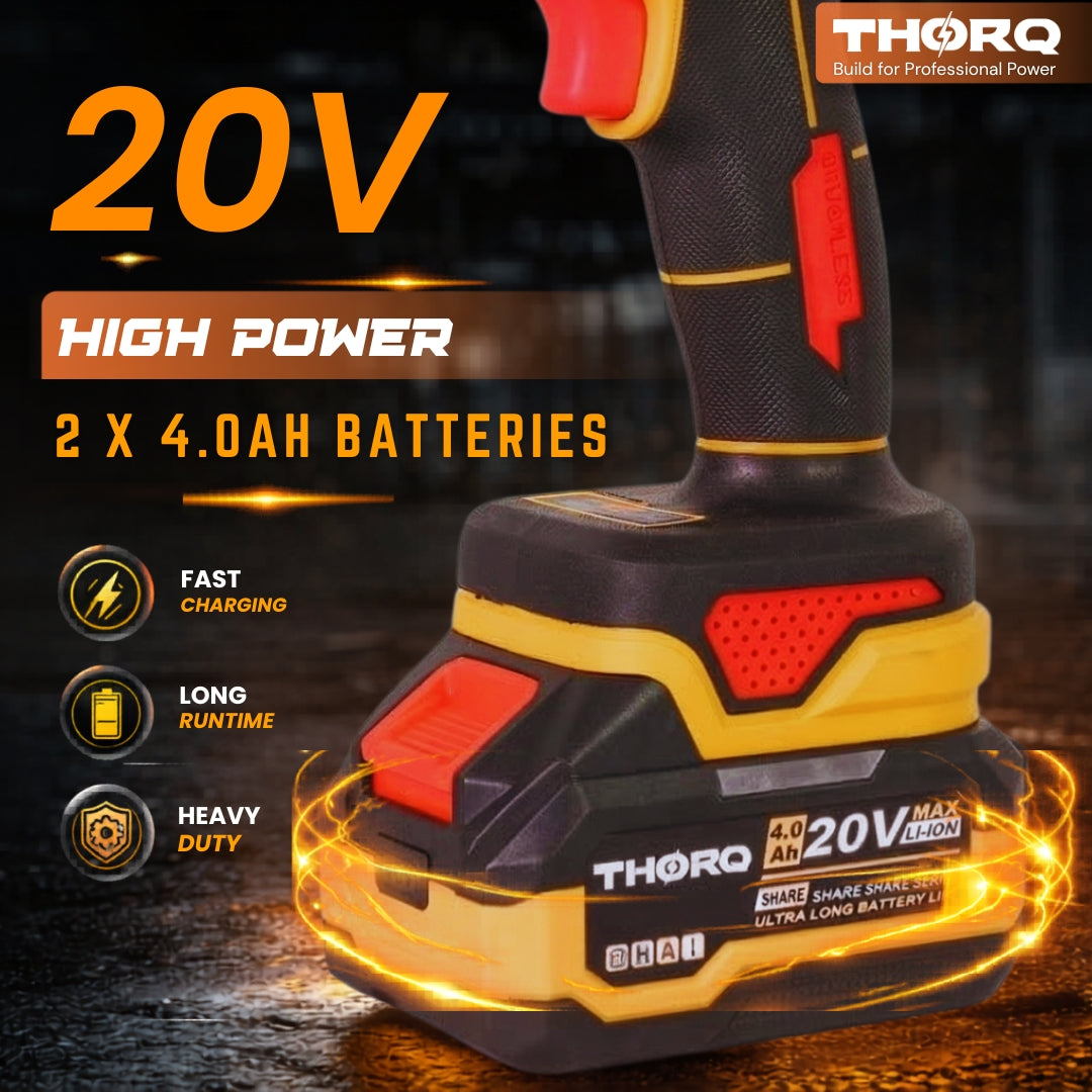 THORQ  20V Cordless Impact Wrench 650Nm with 2 Batteries & Socket Set - TCIW0650