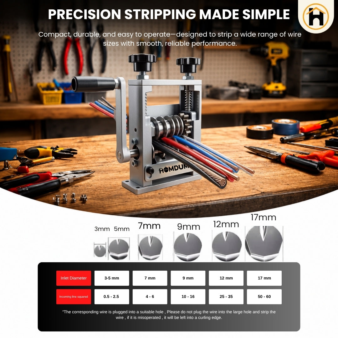 HOMDUM 6-in-1 Manual Wire Stripper Machine