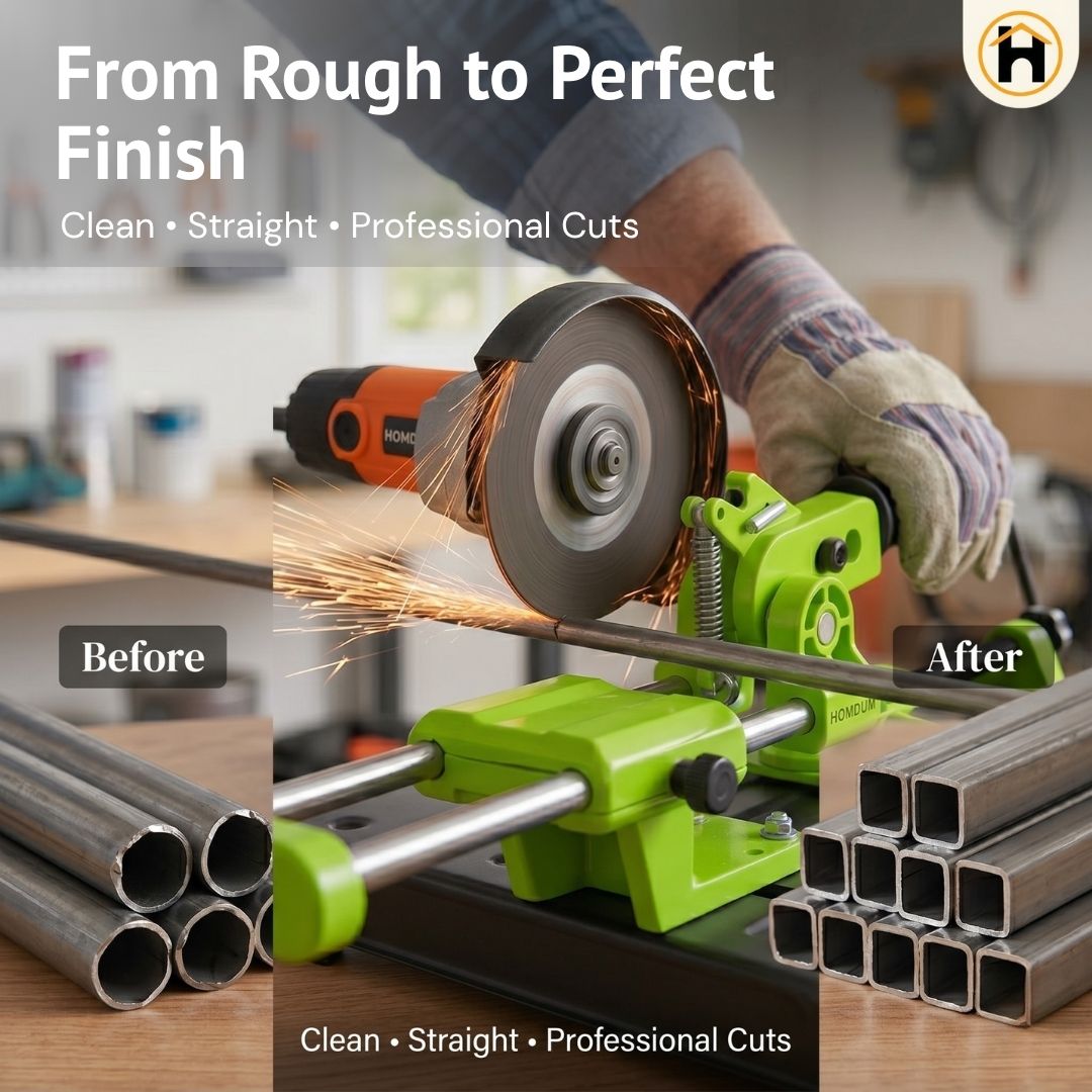 HOMDUM Angle Grinder Sliding Compound Saw Stand – Adjustable Cutting Stand for 100mm/125mm Angle Grinder | 150mm Clamping, 45° Angle Cutting Tool