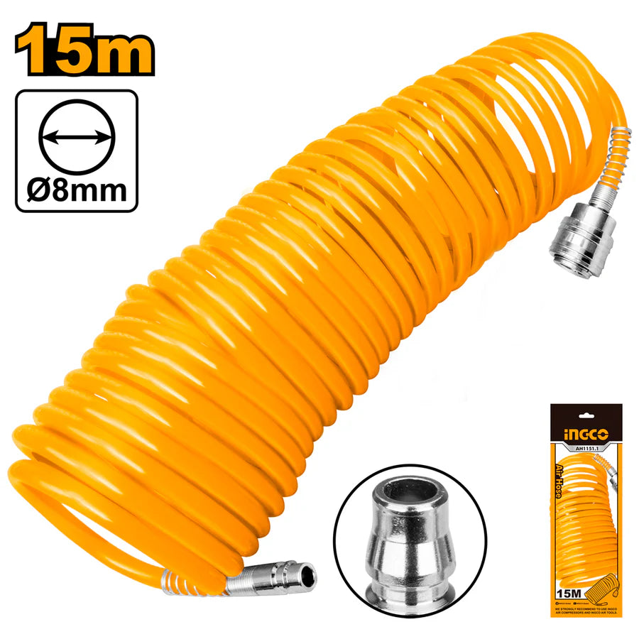 INGCO AH1151-3 15 Meter Air Hose – 8mm PU Pneumatic Compressor Hose - AH1151-3