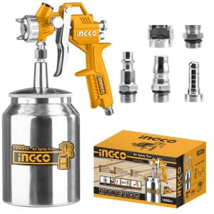 INGCO Air Spray Gun, 1000ml Capacity Spray Gun, 3-4 Bar Operating Pressure, 1.5mm Nozzles Stainless Steel, 200 l/min,Pneumatic Tool Suitable for Base Coat Spray Gun for Auto Paint, Primer